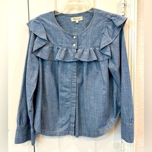 Madewell Chambray Ruffle Yoke Top